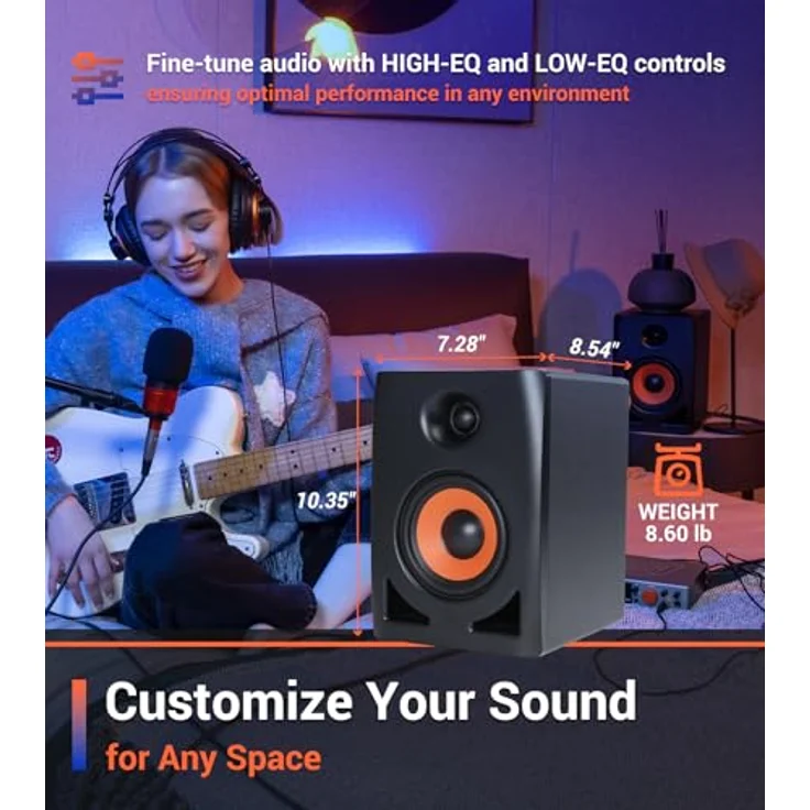 ESI nEAR i5, aktiver 2-Wege-Studiomonitor mit DSP-Class-D-Verstärker, 5 Zoll Tieftöner und 1 Zoll Hochtöner, kompakte Bauweise – Bild 7