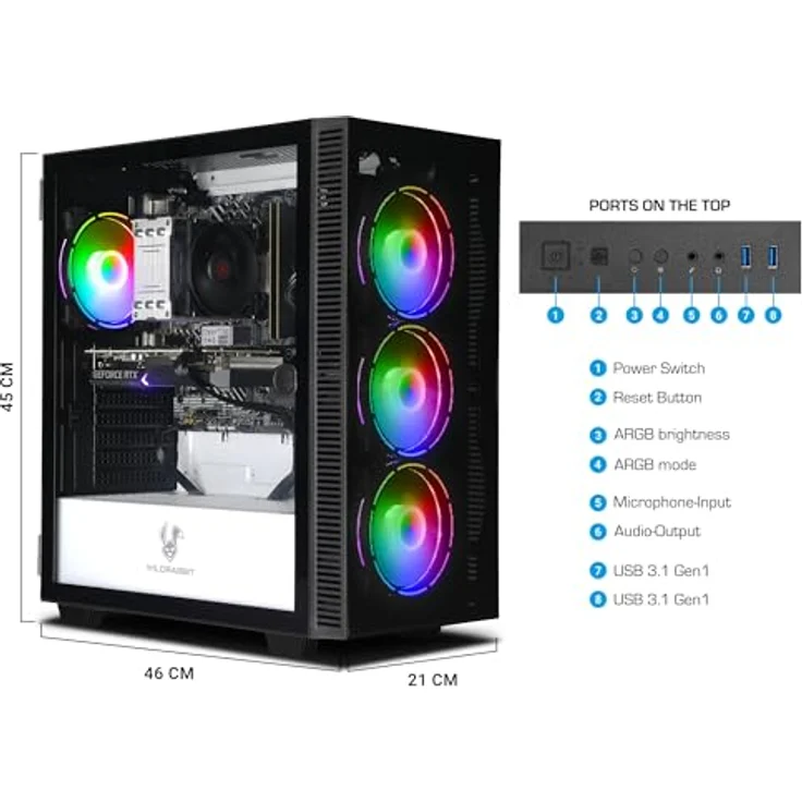 Ankermann Gaming Office Work V3, Intel Core i9-12900F, Nvidia GeForce RTX 4060 Ti 8GB, 32GB DDR5 RAM, 1TB NVMe SSD, Windows 11, WLAN & Bluetooth, Libre Office - High Performance Desktop-PC – Bild 3