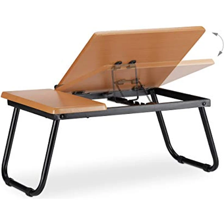 Relaxdays Laptoptisch neigbar, Notebookständer, klappbarer Betttisch, neigbar, HxBxT: 23,5 x 56,3 x 31,6 cm, MDF, natur – Bild 6