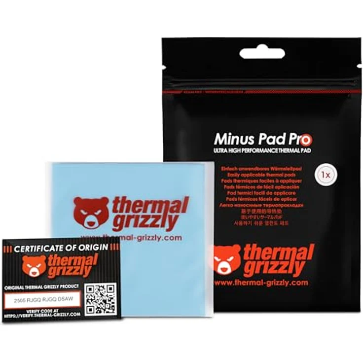 Thermal Grizzly TG Minus Pad Pro, Wärmeleitpad 100x100 mm, 1,5 mm Dicke, nicht elektrisch leitend – Bild 1