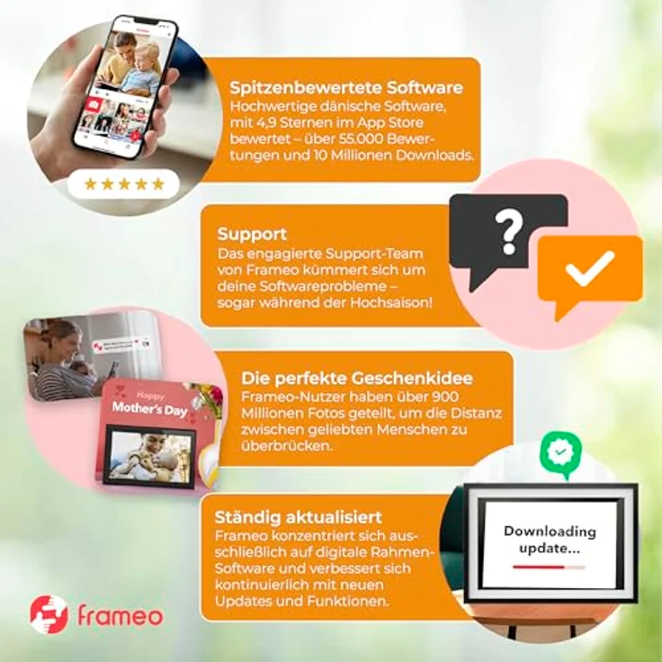 Denver Frameo PFF-1016 25,4cm (10,1) 16GB Digitaler Bilderrahmen mit extrafeinem Rand, Kristallklares HD-Display, WLAN-Übertragung und 16GB Speicherplatz, Schwarz – Bild 8