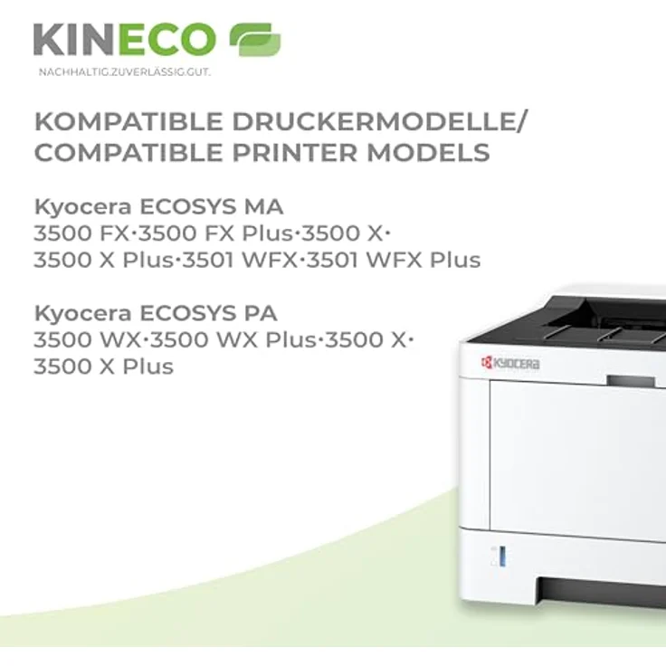 Kineco Toner 3er Pack kompatibel zu Kyocera TK-1250, schwarzer Hochleistungs-Toner mit 9.000 Seiten Reichweite für ECOSYS MA3500FX, MA3501WFX, PA3500WX, PA3500X & Plus-Modelle – Bild 2