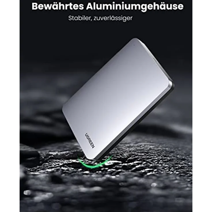 UGREEN USB to USB C Gen2 2,5'' Festplattengehäuse, Type-C 3.1 Gen2 UASP, Unterstützt bis zu 10 TB, angenehme Handhabung, JUO Qualität, schwarz – Bild 5
