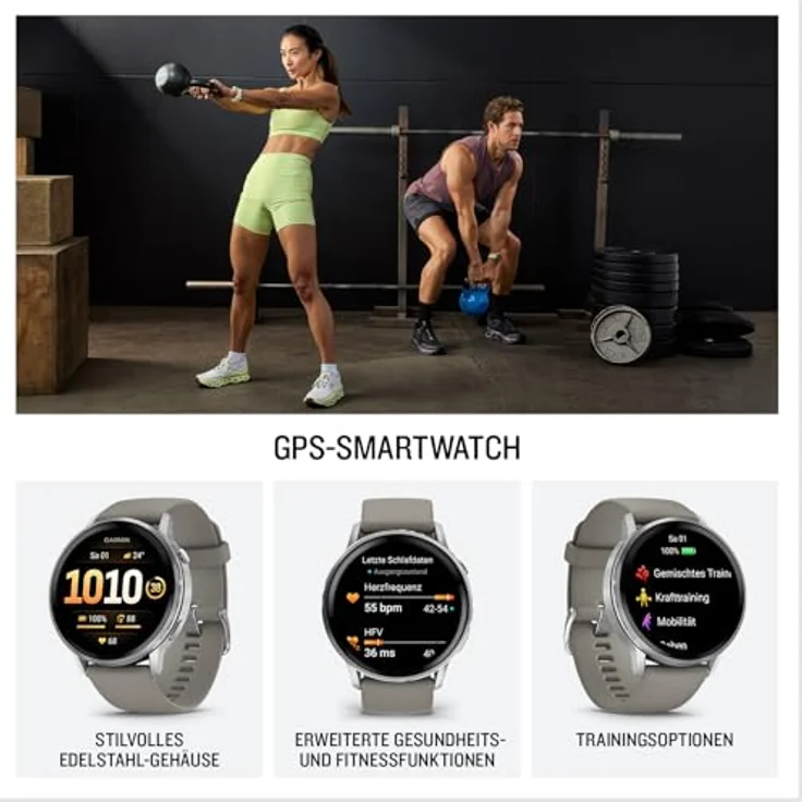 Garmin Venu 4, 45mm Fitness-Smartwatch mit 1,4" AMOLED Touchdisplay, 12 Tage Akkulaufzeit, EKG, 80+ Sport-Apps, Health Status, Telefonie, Taschenlampe, Rollstuhlfunktionen – Bild 2