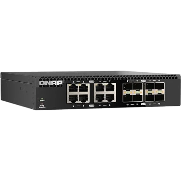 QNAP QSW-3216R-8S8T (16 Ports) Netzwerk Switch, Schwarz - 10GbE SFP+ und RJ45 Anschlüsse, halbe Breite, Plug-and-Play Einrichtung – Bild 6