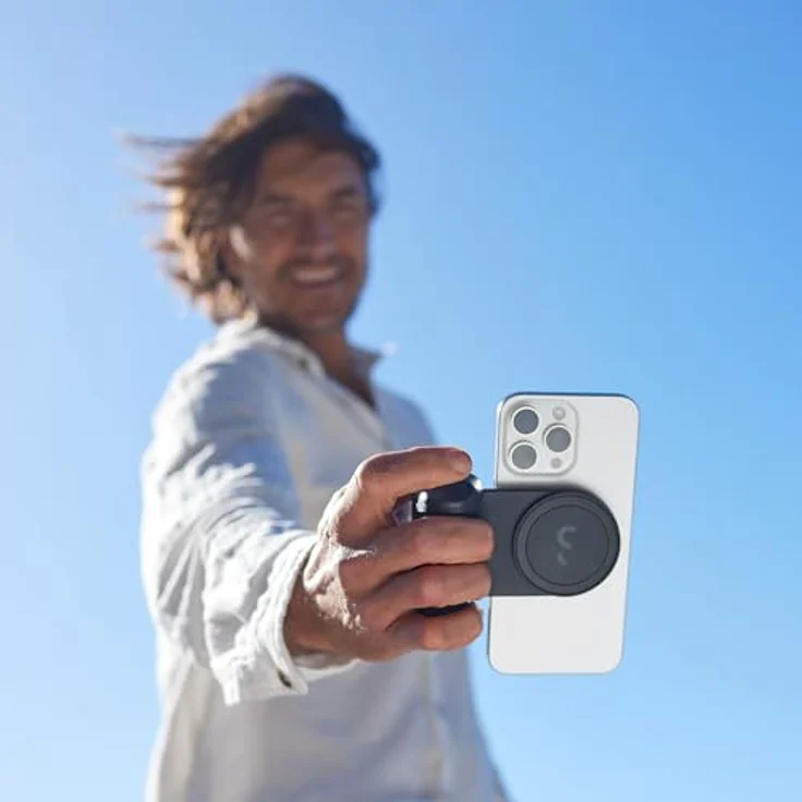 ShiftCam SnapGrip Pro Magsafe Halterung, Smartphone-Stativ mit ergonomischem DSLR-Griff, integrierter Bluetooth-Auslöser, Qi2 kabelloses Laden, 5000 mAh Akku, Schwarz – Bild 2