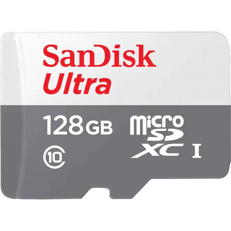 SanDisk Ultra microSDXC 128GB, Class 10, UHS-I, 100MB/s, Weiß/Grau – Bild 1