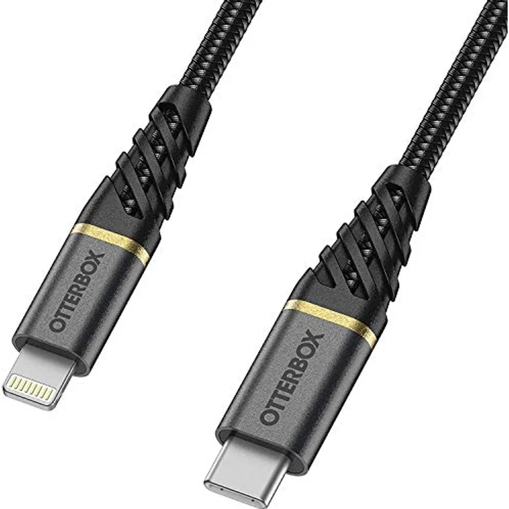 OtterBox verstärktes, umflochtendes Premium USB-C auf Lightning Kabel, Mfi zertifiziert, Schnelllade Kabel für iPhone und iPad, Ultra-Robust und getestet auf Biegsamkeit und Flexibilität, 2M, Schwarz – Bild 2