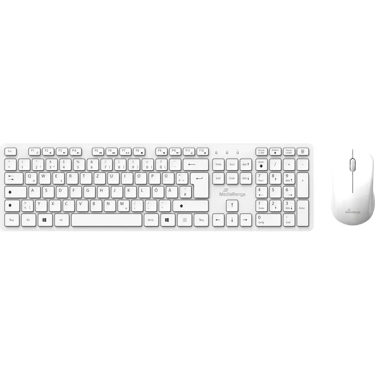 Mediarange MROS278, Kabelloses Tastatur- und Maus-Set in Weiß, 3 Tasten Funk-Maus mit 1200 dpi und QWERTZ Layout