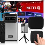 Overmax MULTIPIC 8.1 Beamer (5000 lm, 10,000:1, 3840 x 2160 - 4K px, Android/4K/Wi-Fi/USB-C/8000mAh-Mobiler/Touchpad/30 -200) - Tragbarer Business-Beamer mit 4K-Auflösung und 5000 Lumen, Schwarz