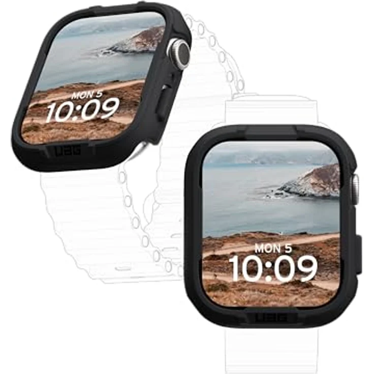 URBAN ARMOR GEAR Scout Case für Apple Watch 9/8/7 (45mm) Hülle, sturz- und stoßsicher, robust nach US-Militärstandard, Displayschutz durch erhöhten Rand, schwarz – Bild 1
