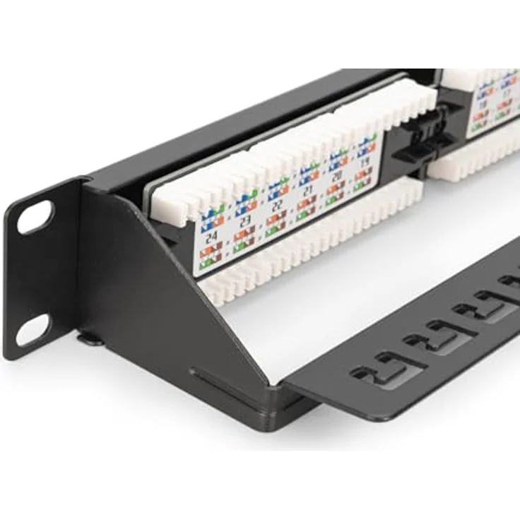 DIGITUS 19 Zoll Patchpanel CAT 6, 24-Port RJ45 ungeschirmt, Rack-Montage 1 HE, schwarz, für bis zu 1GBase-T und PoE – Bild 5