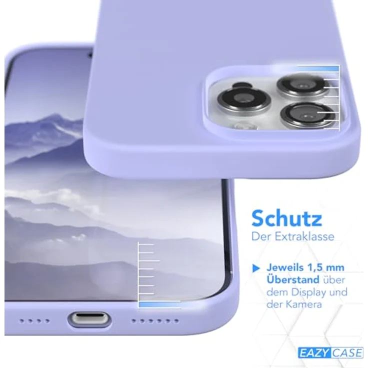 EAZY CASE Premium Silikon Handyhülle für iPhone 16 Pro Max, Slimcover mit Kameraschutz, 3-Schichten Aufbau, Lavendel Lila – Bild 3