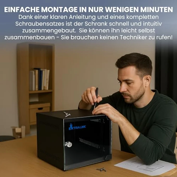 Extralink Netzwerkschrank 10 Zoll 6HE, Serverschrank mit 310 mm Tiefe, Traglast 30 kg, 180° Öffnung, Schwarz für Heimnetzwerk & IT-Geräte – Bild 5