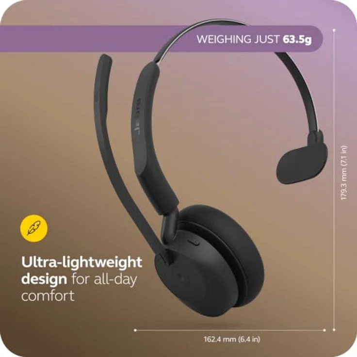 Jabra Evolve3 45 Mono, LINK 390a, Kabelloses On Ear Headset mit Bluetooth® und drei Mikrofonen, Schwarz – Bild 5
