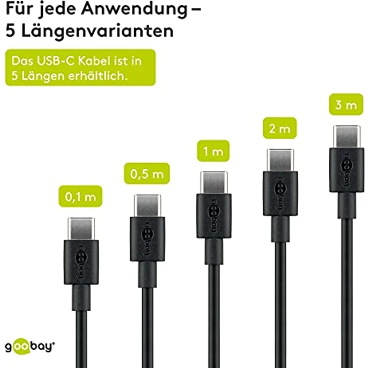 Wentronic goobay - USB-Kabel - USB (M) bis USB-C (M) - USB2.0 - 3 A - 2,0m - Schwarz (59122) – Bild 4