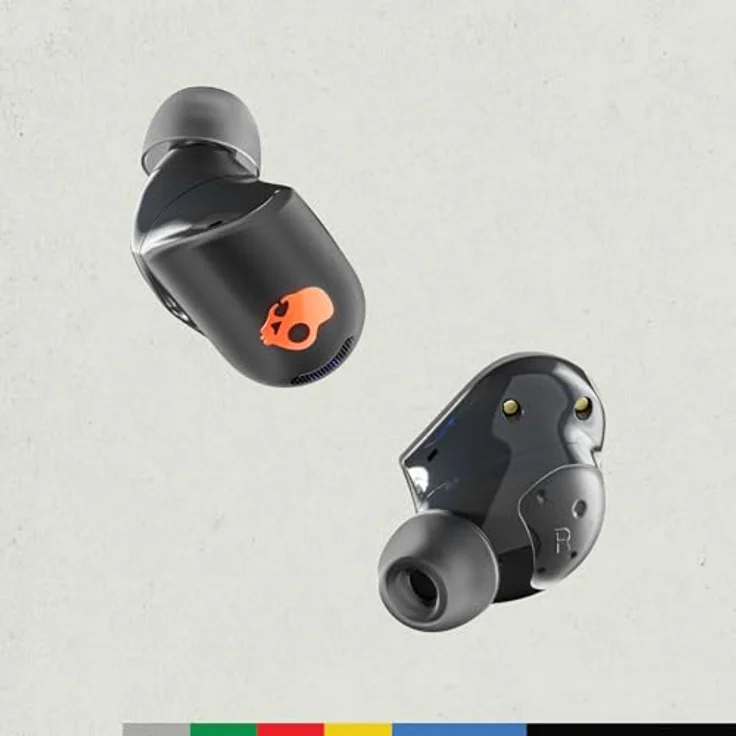 Skullcandy Sesh ANC Active, Kabelloser In-Ear Kopfhörer mit Active Noise Canceling, 48 Std. Wasserdicht (IP67), Mikro, Kompatibel mit iPhone, Android, Bluetooth-Geräten - True Black/Orange – Bild 3
