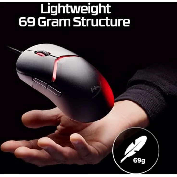 HyperX Pulsefire Saga Gaming Maus – Modulare Gaming-Maus, bis zu 26.000 DPI, 8K Polling Rate, Optical Switches, RGB-Beleuchtung, Leichtgewicht 69g, kompatibel mit PC, PS5 & Xbox, Schwarz – Bild 5