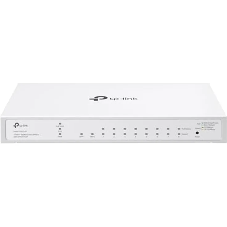 TP-Link Festa Festa FS310GP 10-Port Gigabit Switch, 8× Gigabit 802.3af/at PoE+ Ports, 2× Gigabit-SFP-Steckplätze, 61W Gesamt-PoE-Budget, bis zu 30 W PoE-Leistung pro Port, Kostenlose Cloud-Verwaltung, Metallgehäuse, lüfterlos