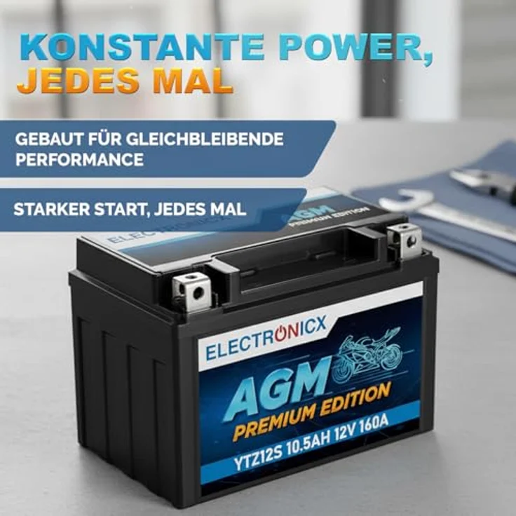 Electronicx AGM-YTZ12S Motorradbatterie 11Ah 12V – Wartungsfrei, rüttelfest, auslaufsicher für Motorrad, Roller, Quad und ATV – Bild 4