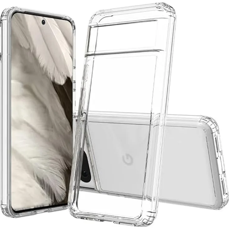 JT Berlin Pankow-Clear Schutzhülle Google Pixel 8 Hülle transparent (Wireless-Charging kompatibel, Stoßabsorbierender TPU Rahmen, Kratzfeste Rückseite aus Acrylglas, Anti-Fingerabdruck)