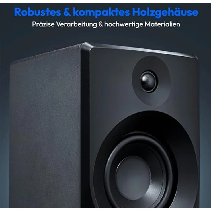 MEDION P61925 Regallautsprecher (aktive und passive, Holzgehäuse, Bluetooth5.0, 2 Wege System, integrierter Hochtöner und Subwoofer, Drehregler, optischer Eingang SPDIF, Line In RCA, 2X 50 Watt RMS) - Preisvergleich – Bild 5