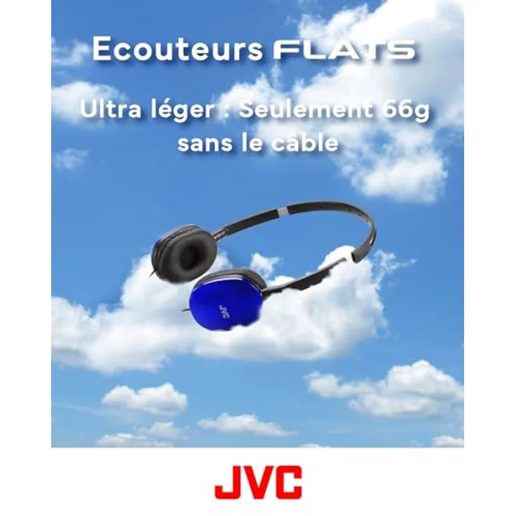 JVC HA-S160M-A - Flats Faltbarer und kompakter Kopfhörer in Glossy Trendfarbe, mit Schalter für Mikrofon EIN/aus, ideal für Telearbeit und Online-Seminare (Blau) – Bild 5