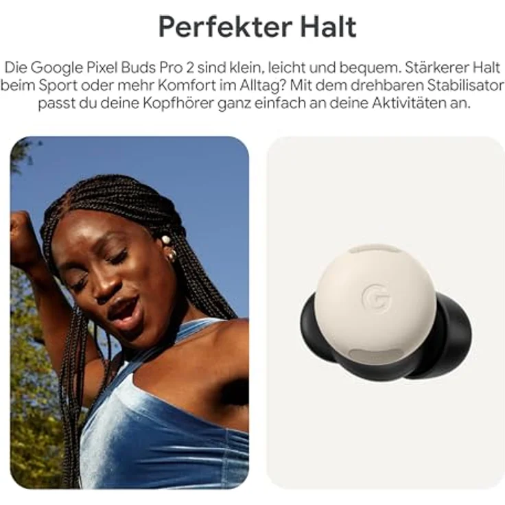 Google Pixel Buds Pro 2 – kabellose Kopfhörer mit aktiver Geräuschunterdrückung – Bluetooth-Kopfhörer – Porcelain – Bild 3