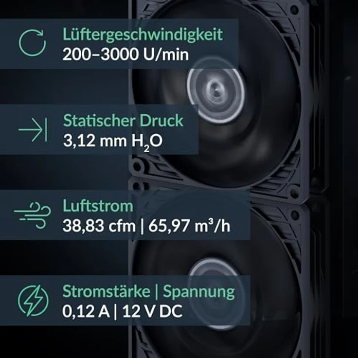 ARCTIC P9 PWM PST - PC Lüfter, 92 mm PWM Gehäuselüfter mit Kabelsplitter, stufenlos regelbar von 200-3000 RPM, optimiert für statischen Druck, leiser 0dB-Mode - Schwarz – Bild 2