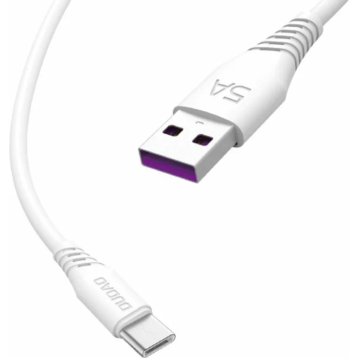 Dudao Hochleistungs-USB-Kabel Typ C, 5A, 2m, Weiß - Strapazierfähig, Schnellladen und Datentransfer