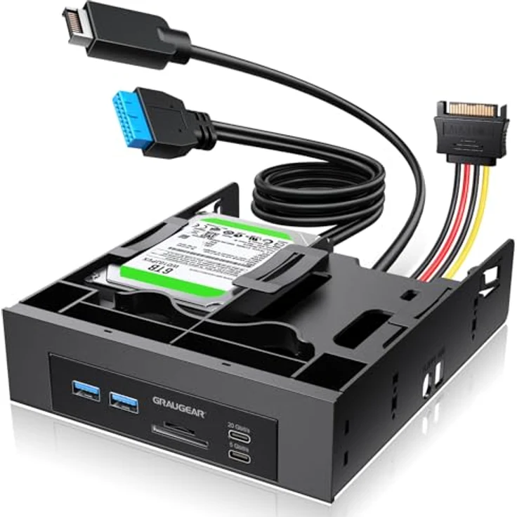 GRAUGEAR G-MP01CR-5 8-in-1 Frontpanel-Upgrade mit 2x USB-C, 2x USB-A, bis zu 10 Gbit/s, SD/microSD-Kartenleser für 3,5-Zoll-Schächte – Bild 1