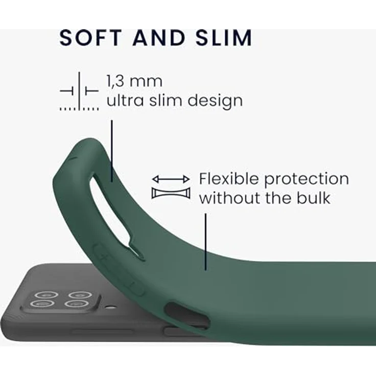 kwmobile Handyhülle für Samsung Galaxy A12 - TPU Case in Tannengrün, kabelloses Laden, rutschfester Grip, elastisch und stabil – Bild 2