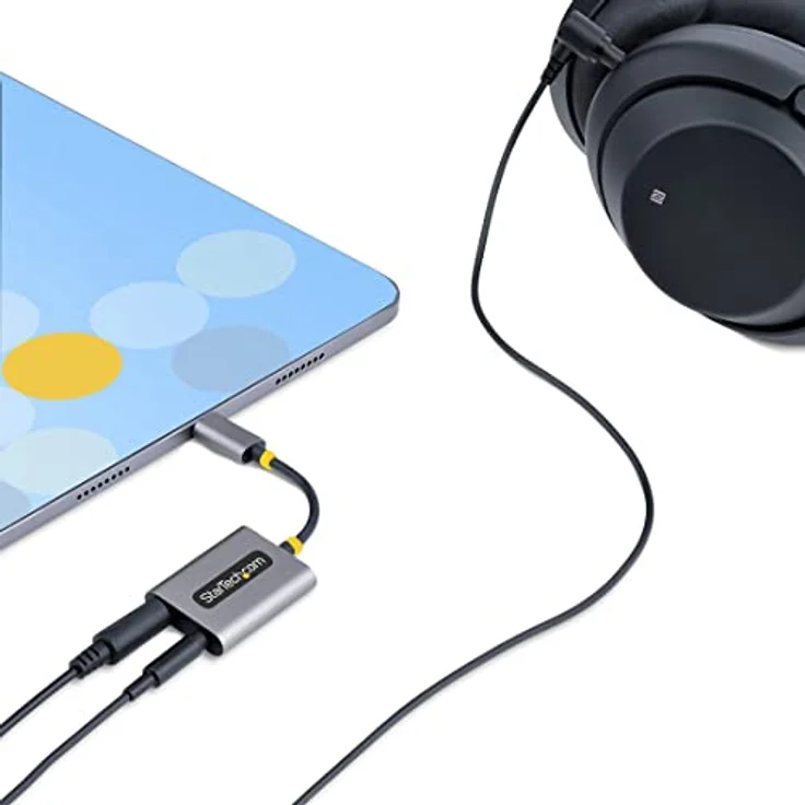 StarTech.com USB-C Audio Splitter, Dual Kopfhörer Adapter mit Mikrofoneingang, 24-bit DAC, Grau, 2 x 3.5mm Anschluss – Bild 8