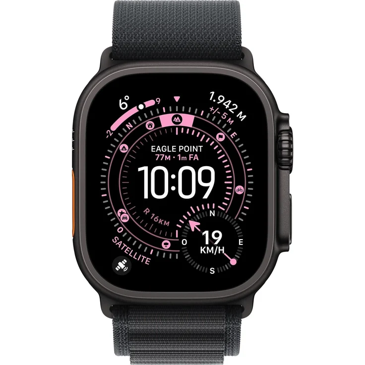 Apple Watch Ultra 3, Smartwatch aus Titan in Schwarz mit Alpine Loop Schwarz, 42 Stunden Akkulaufzeit, fortschrittliche Laufmetriken und GPS
