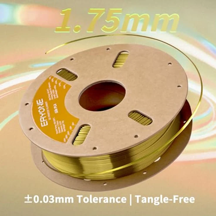 ERYONE Silk PLA Filament 1.75 mm, 3D Drucker Filament PLA Silk in Seiden Brass, 1 kg/Spule, hohe Kompatibilität, biodegradierbar – Bild 3