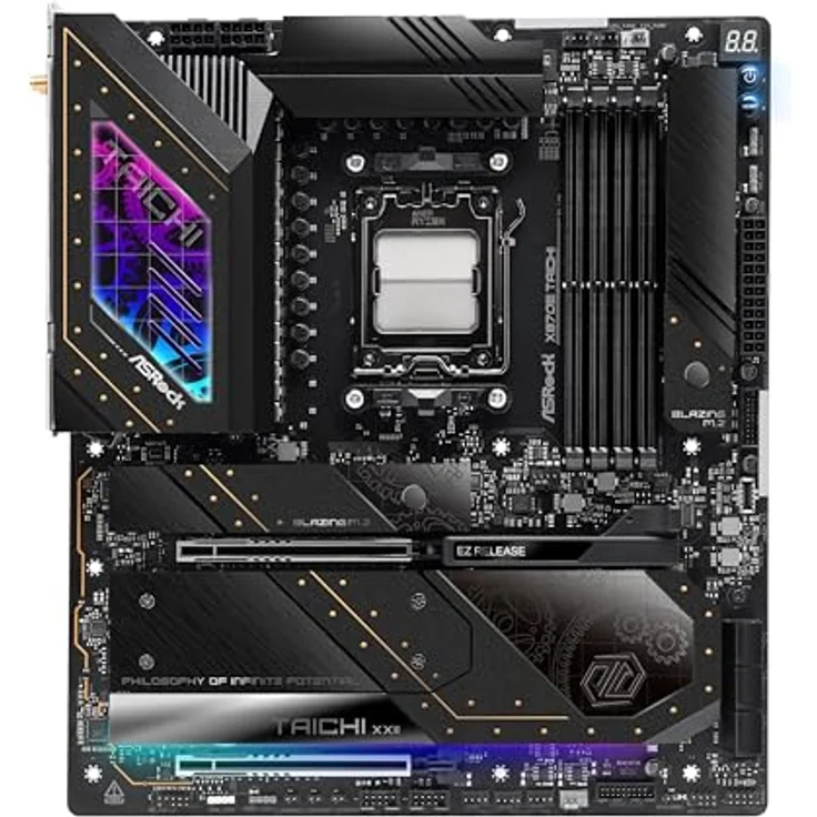 ASRock X870E Taichi E-ATX Mainboard, Sockel AM5, AMD RYZEN 7000-9000 Serie, DDR5 mit bis zu 8200 MHz, schwarz – Bild 2