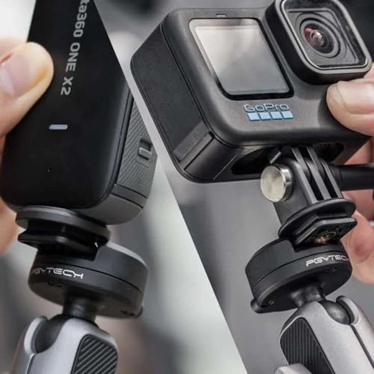 PGYTECH CapLock Action Kamera Kugelkopf Schnellverschluss Set, 1/4 Zoll Adapter mit doppeltem Verriegelungsmechanismus und flexibler Montageoption – Bild 2