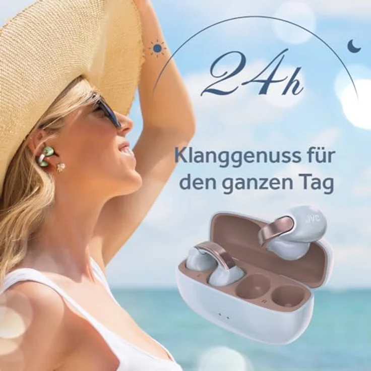 JVC Nearphones HA-NP1T-AN, kabellose Ohrhörer im Earcuff-Design, Bluetooth 5.3, IPX4, Perlmutt-Optik – Bild 5