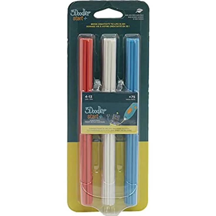 3Doodler Printing Filament Refill x75 Strands, 620 Fuß extrudierbarem Kunststoff, kompatibel mit 3D Pen für Kinder, Start Blister Pack (75), Collection 1