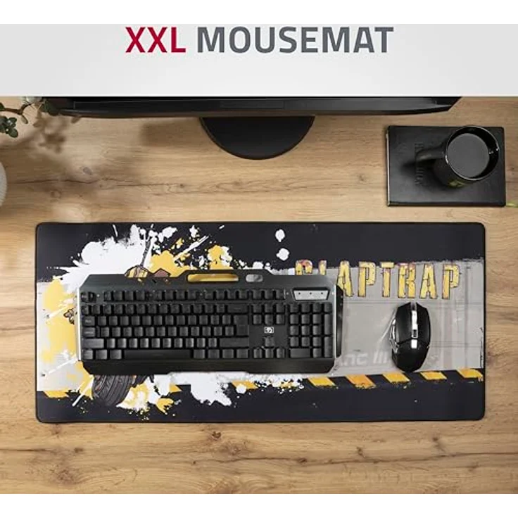 DEVplus Borderlands XXL Mousepad Claptrap, Mausmatte 80 x 35 cm, rutschfeste Gummirückseite, mehrfarbig, offiziell lizenziert – Bild 5