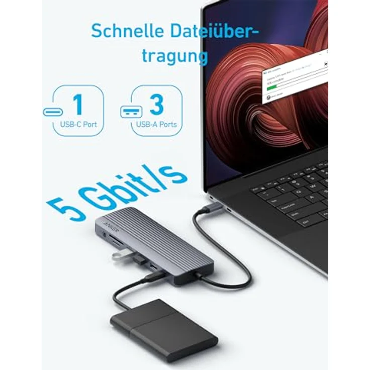 Anker Triple Display USB-C Hub (14-in-1), 4K@60Hz HDMI, 100W Power Delivery, 5 Gbit/s USB Ports, Für MacBook, Lenovo, Dell XPS, HP Laptops (Ohne Ladegerät) – Bild 4