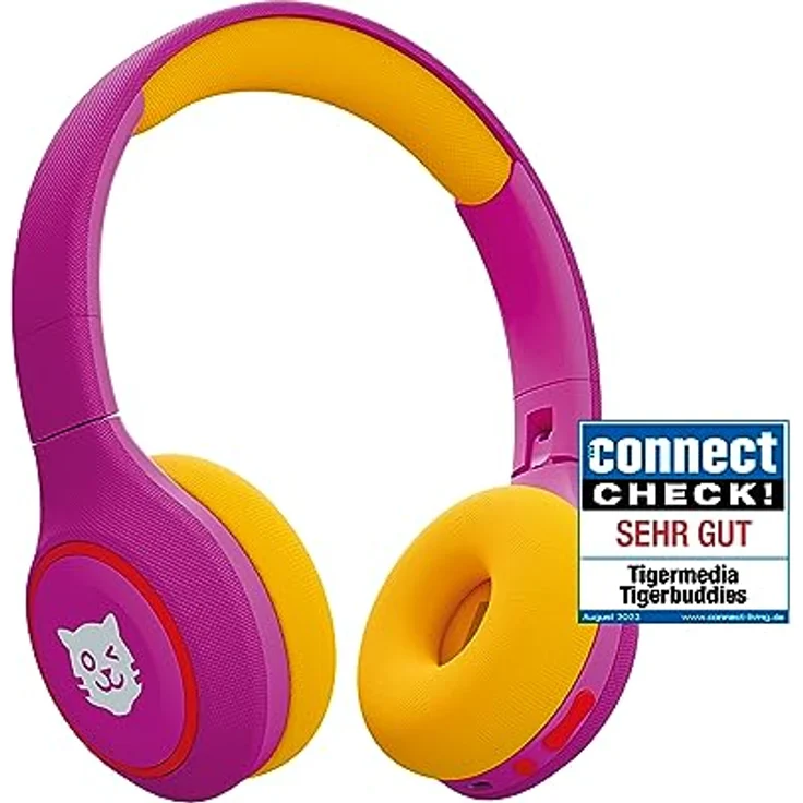 tigermedia tigerbuddies Kinderkopfhörer pink rosa on-Ear Bluethooth Lautstärkebegrenzung 85 dB kabellos faltbar in Premium-Qualität, 145x191.5x76.5mm – Bild 1