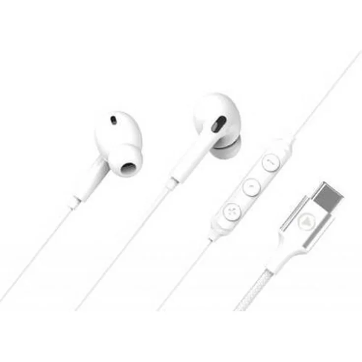 Big Ben FORCE PLAY, USB-C In-Ear-Kopfhörer mit Fernbedienung und Mikrofon, langlebiges geflochtenes Kabel, Weiß