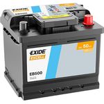 Exide EB500 Excell, 12V Autobatterie mit 50Ah Kapazität und 450A Kälteprüfstrom, wartungsfrei, Pluspol rechts
