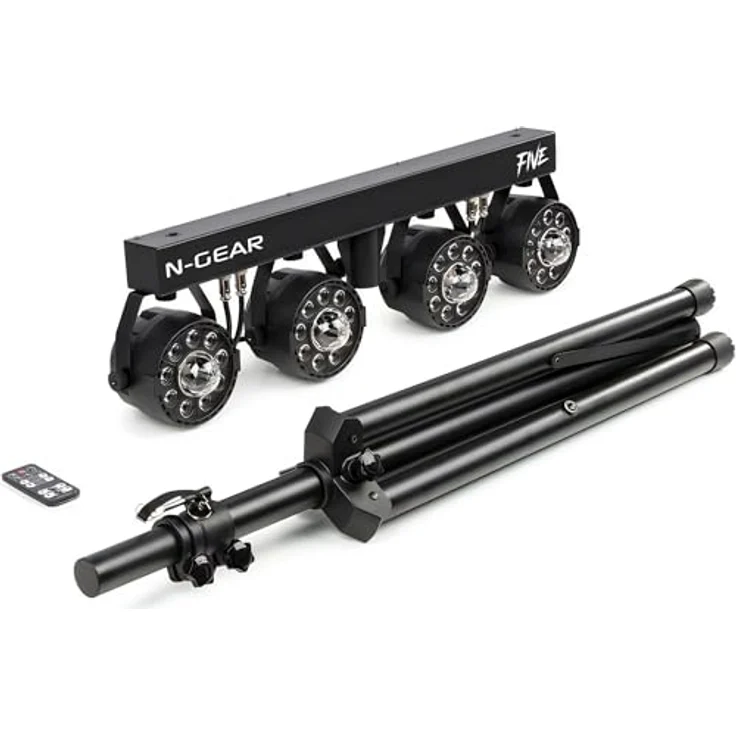 N-Gear Partybar FIVE, LED Partylicht mit 4 RGB Parspots und UV Strobelight, DMX steuerbar, inkl. Fernbedienung – Bild 2