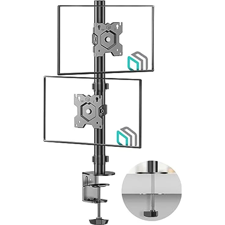 ONKRON Monitor Halterung 2 Monitore/Monitor Arm 2 Monitore 13-34 Zoll schwenkbar & neigbar 8kg (x2) min VESA 75x75 max VESA 100x100 Tischhalterung Schwarz D208E