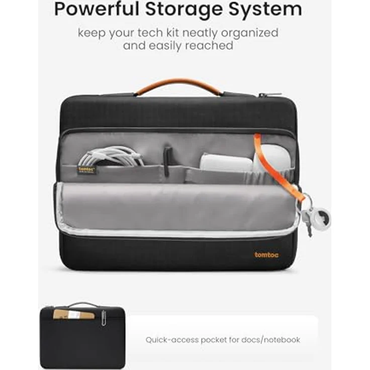 tomtoc Versatile A14 Notebooktasche für 15.4" bis 16" Laptops, Schwarz, mit zusätzlichem Fach und Corner Armor Schutz – Bild 6