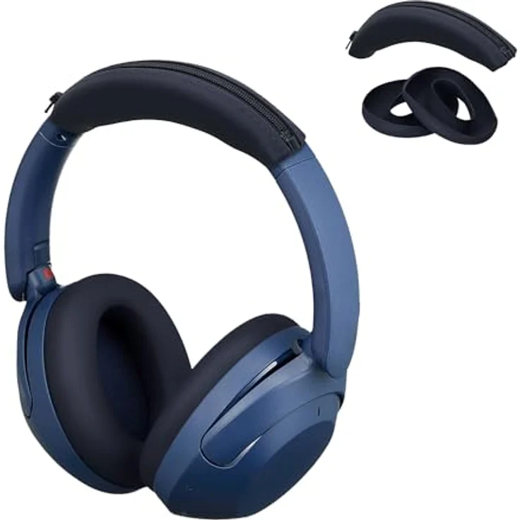 kwmobile Kopfband Abdeckung Ohrpolster Set für Sony WH-XB910N - Kopfhörer Ersatz Polster - Dunkelblau, schweiß- und wasserfest, Anti-Fingerabdruck-Beschichtung – Bild 1