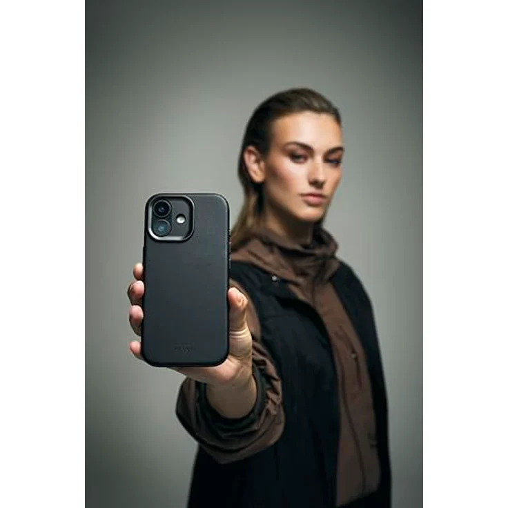 Decoded Lederhülle für iPhone 17, Premium ECCO Leder, MagSafe kompatibel, vollständiger Kameraschutz, metallische Tasten, stoßfest, kratzfest, Glas Kamera Taste, Schwarz – Bild 3
