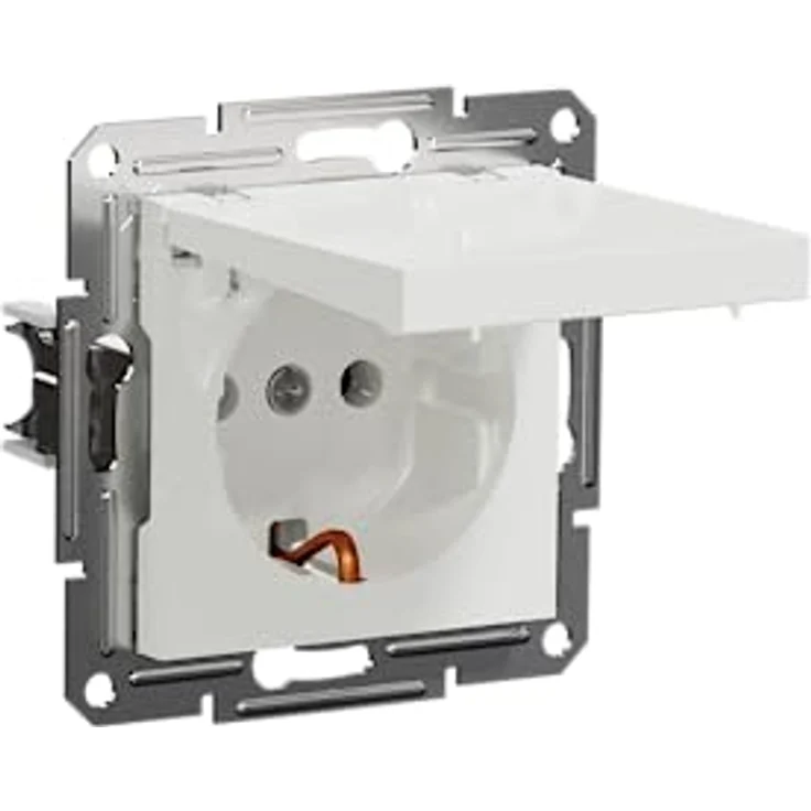 Schneider Electric Asfora EPH3170121D SCHUKO-Steckdose 16A Klappdeckel, Schutzkontaktsteckdose, Steckdose Unterputz,Steckklemmen, Weiß – Bild 2